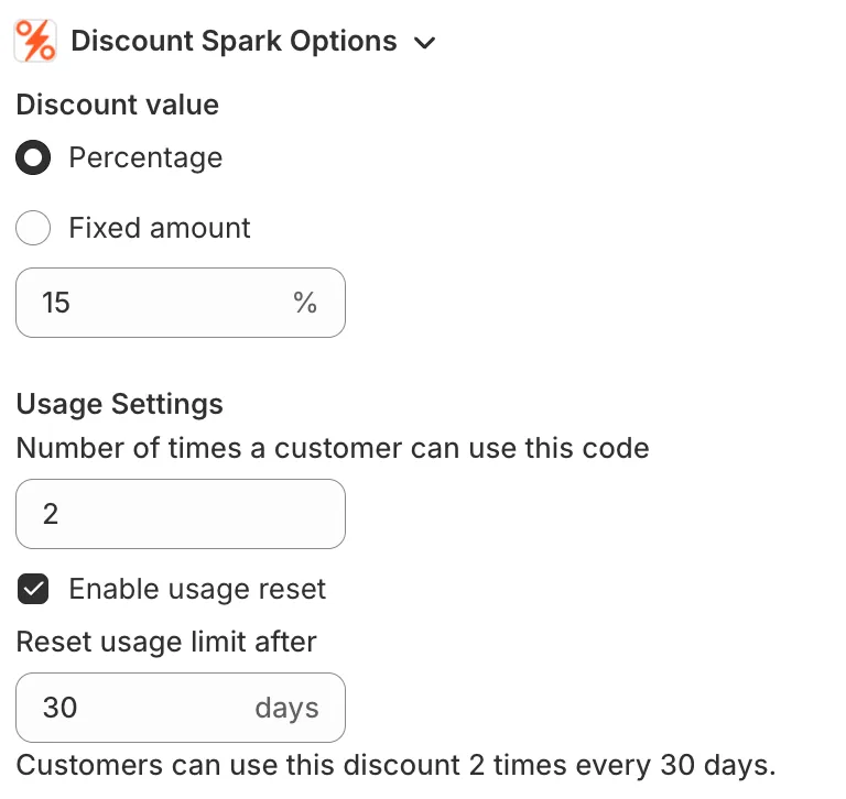 Discount Spark UI showing a promo strategy that is only possible via the app